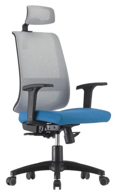 Офисное эргономичное кресло Neo (спинка серая, сидение синее)