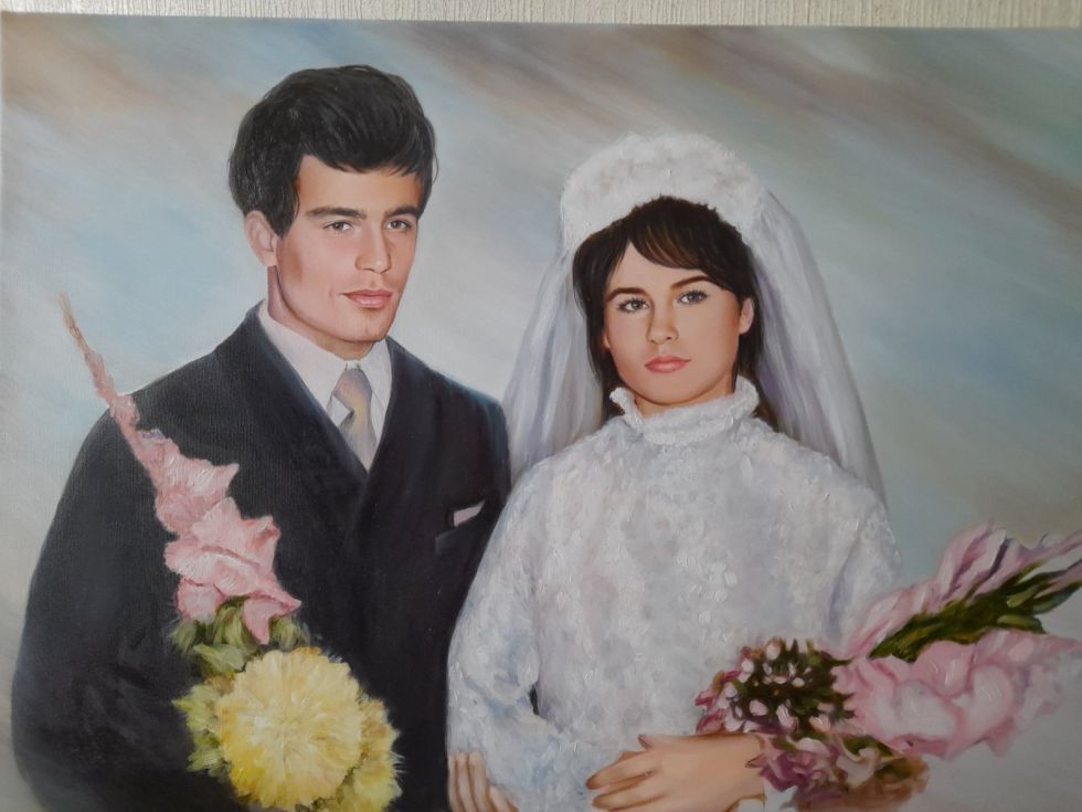 Портрет на годовщину свадьбы, свадебный юбилей - ручная работа маслом на холсте