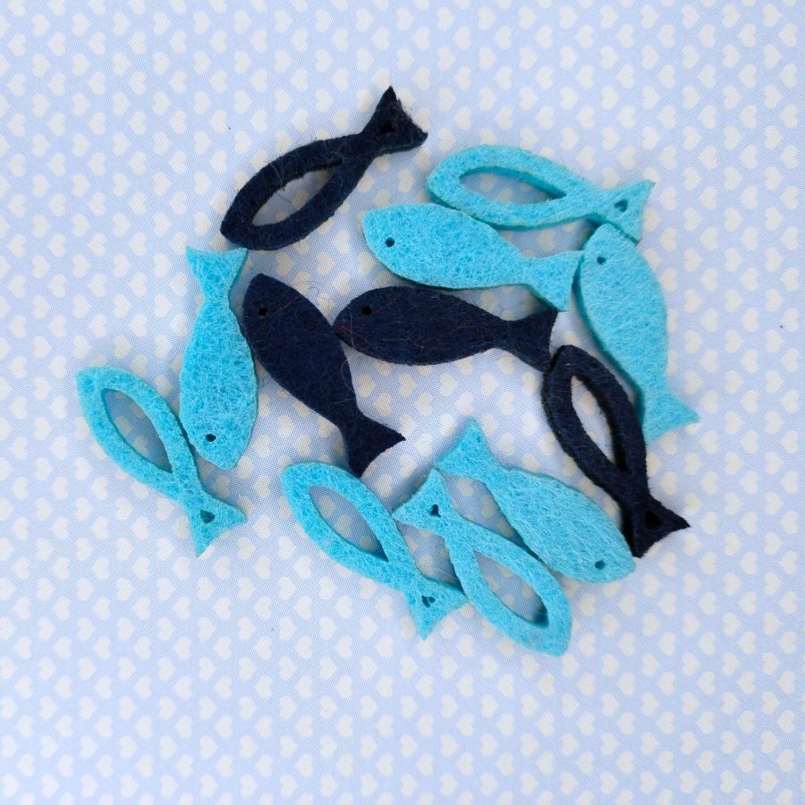 Декор из фетра (вырубка) Рыбки Голубой/синий набор 12 штук в уп. (204883280)