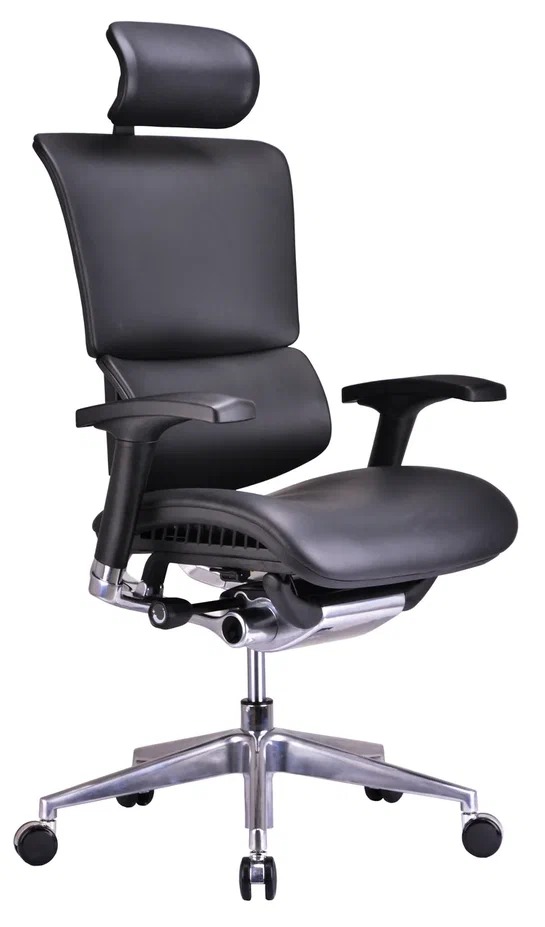 Эргономичное сетчатое кресло Sail  Leather (чёрная кожа)