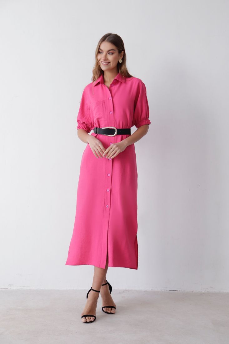 10614 Платье-рубашка  розовое
