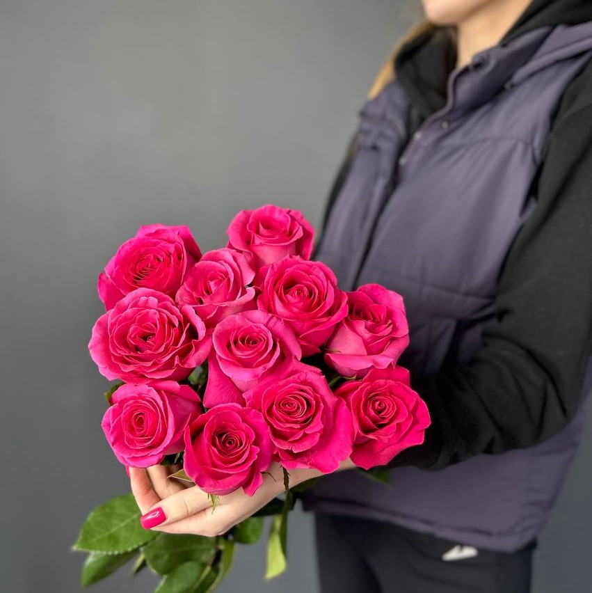 Розовые розы Эквадор (от 11шт)