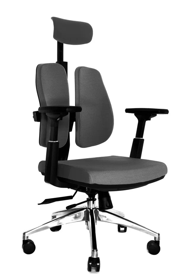 Эргономичное ортопедическое кресло Alpha (Черный каркас / обивка ткань   D.GREY)