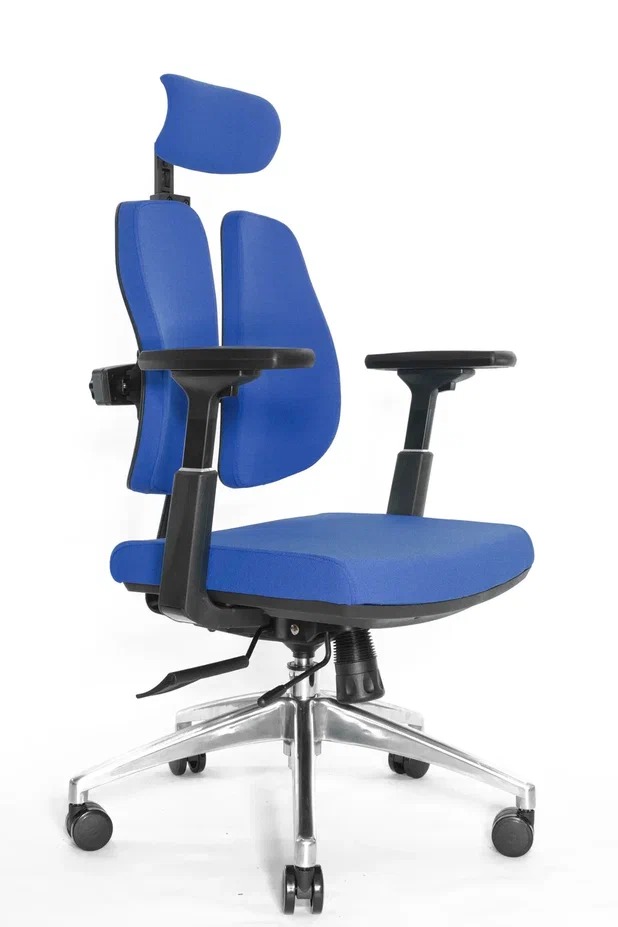 Эргономичное ортопедическое кресло Alpha (Черный каркас / обивка ткань BLUE)