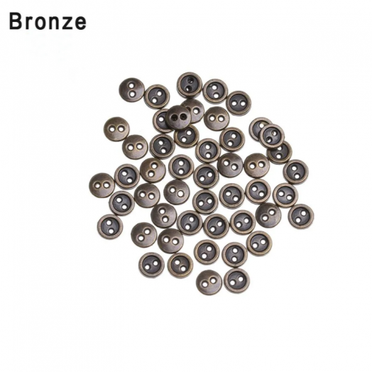 Пуговицы для игрушечной одежды металл бронзового цвета 8 шт. в упаковке Разные диаметры (BPS-B.BR)