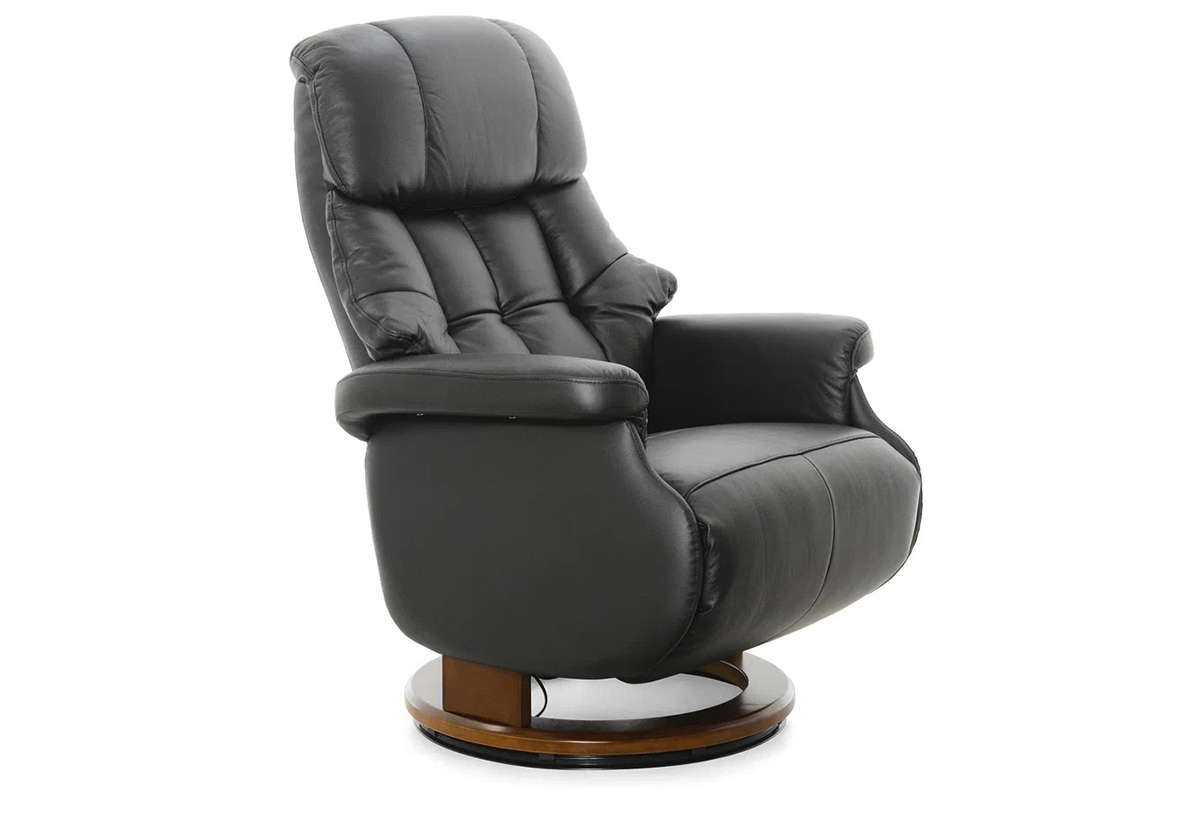 Кресло-электрореклайнер кожаное Relax Lux Electro (001 BLACK  / 029WALNUT)