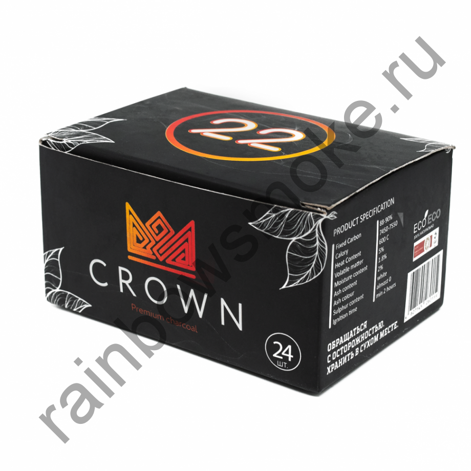 Уголь для кальяна Crown 22 мм (24 шт)