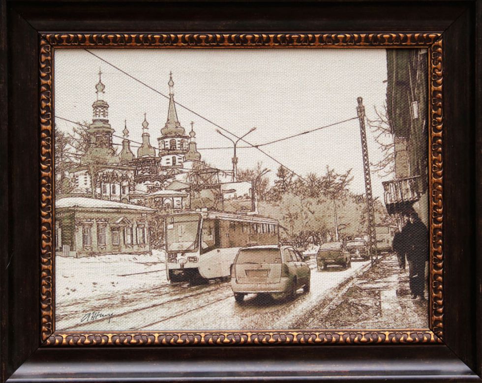 картина "Крестовоздвиженская церковь в Иркутске"