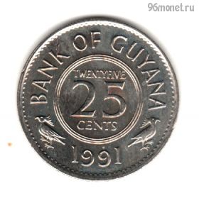 Гайана 25 центов 1991
