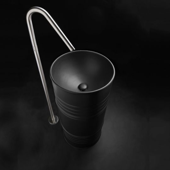 Раковина напольная Kerasan Artwork Barrel 45 474331, черный матовый ФОТО
