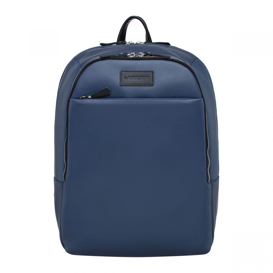 Кожаный мужской рюкзак для ноутбука LAKESTONE Faber Dark Blue/Black