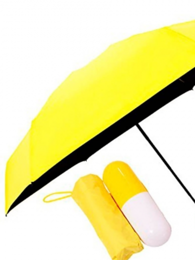 Складной мини-зонт в футляре капсуле, желтый (подарок)