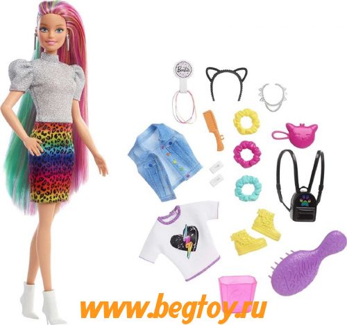 Набор игровой Barbie Leopard Rainbow Hair GRN81