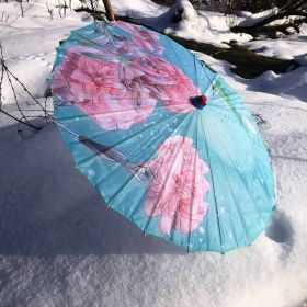 Зонт китайский бумажный от солнца с росписью Розы в пруду
