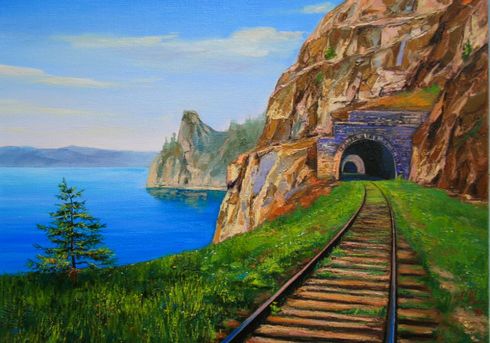 картина "Кругобайкальская железная дорога"