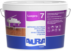 Краска для Стен и Потолков Aura Luxpro 7 9л Белая, Моющаяся, Шелково-Матовая для Высококачественной Отделки / Аура Люкспро 7.
