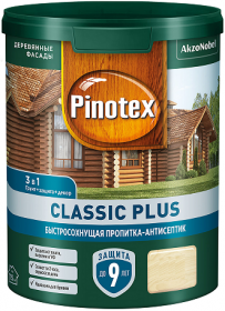 Пропитка-Антисептик Pinotex Classic Plus 3 в 1 0.9л Красное Дерево для Защиты Древесины до 9 лет / Пинотекс Классик Плюс.