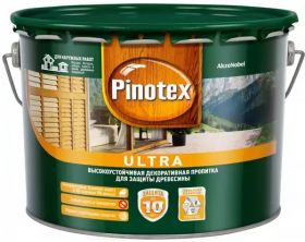 Декоративная Пропитка Pinotex Ultra 9л Бесцветный с Воском для Защиты Древесины до 10 лет / Пинотекс Ультра*.