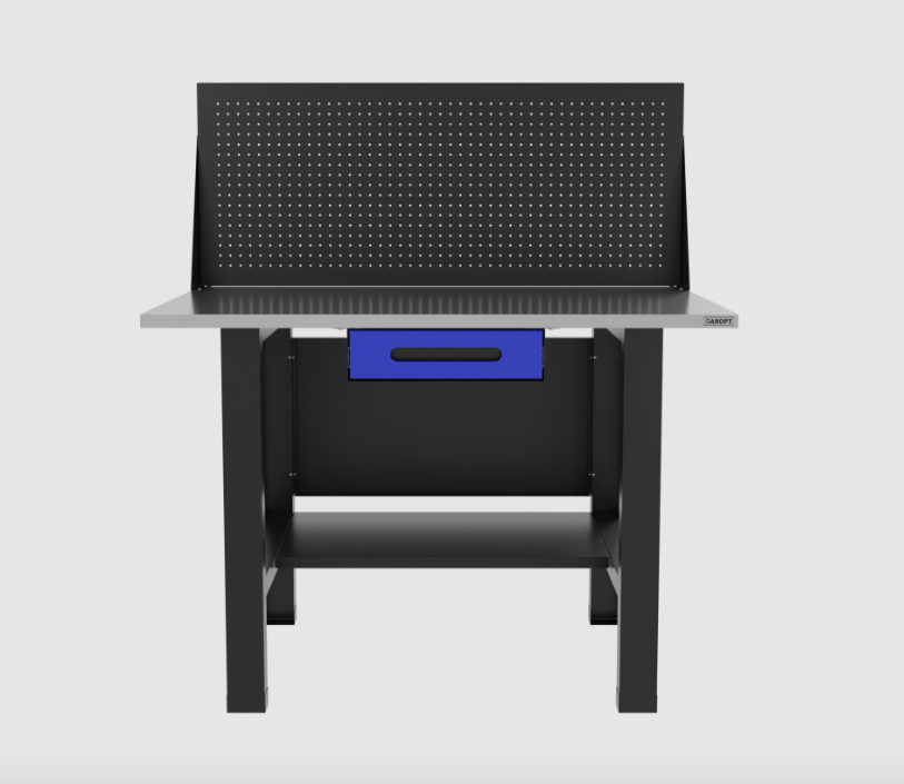 Верстак бестумбовый с ящиком и экраном, синий/ Стол для слесарных работ 1200*700 GAROPT, Gt1200STY1PP.blue