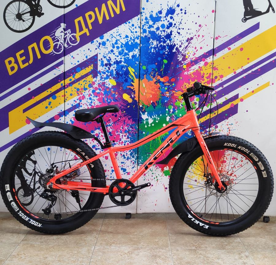 Велосипед 24" х 3.0" алюминиевый спицы детский полуфэт оранжевый