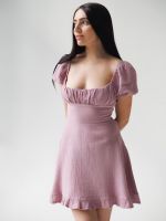 Платье Tenere из муслина на шнуровке розовое