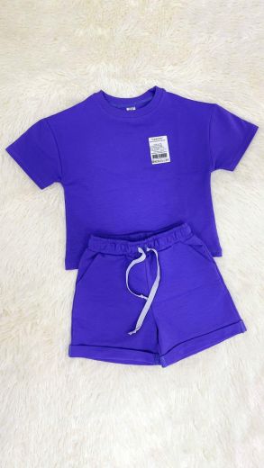 Костюм футболка+шорты, 75-60, фиолетовый