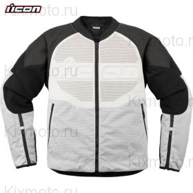 Куртка Icon Overlord3 кожа/текстиль, Бело-черная