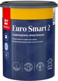 Краска для Стен и Потолка Tikkurila Euro Smart 2 9л Глубокоматовая / Тиккурила Евро Смарт 2.