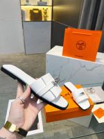 Шлепанцы HERMES Premium с замком белые