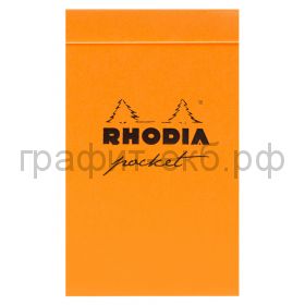 Блокнот 7,5х12 80л.кл.Clairefontaine Rhodia Pocket Pap оранжевый 80г/м2 8228C
