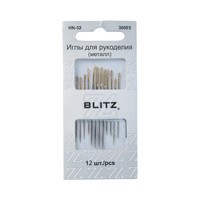 Иглы  "BLITZ"  ручные для шитья и рукоделия 12 штук в блистере (HN-32 300E5)