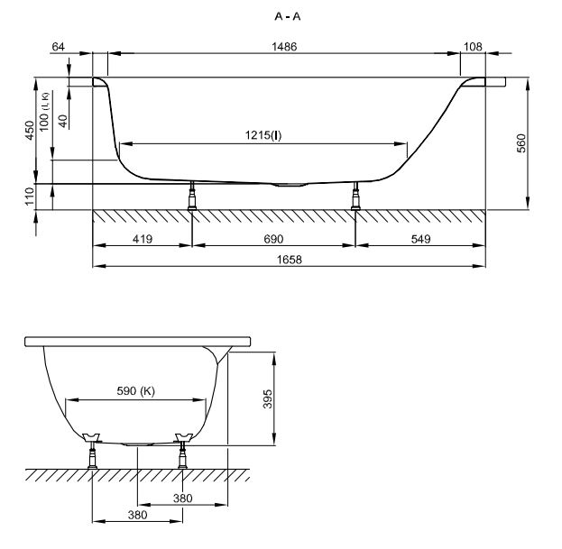 Асимметричная угловая ванна Bette Pool I 6053 160х102 схема 3