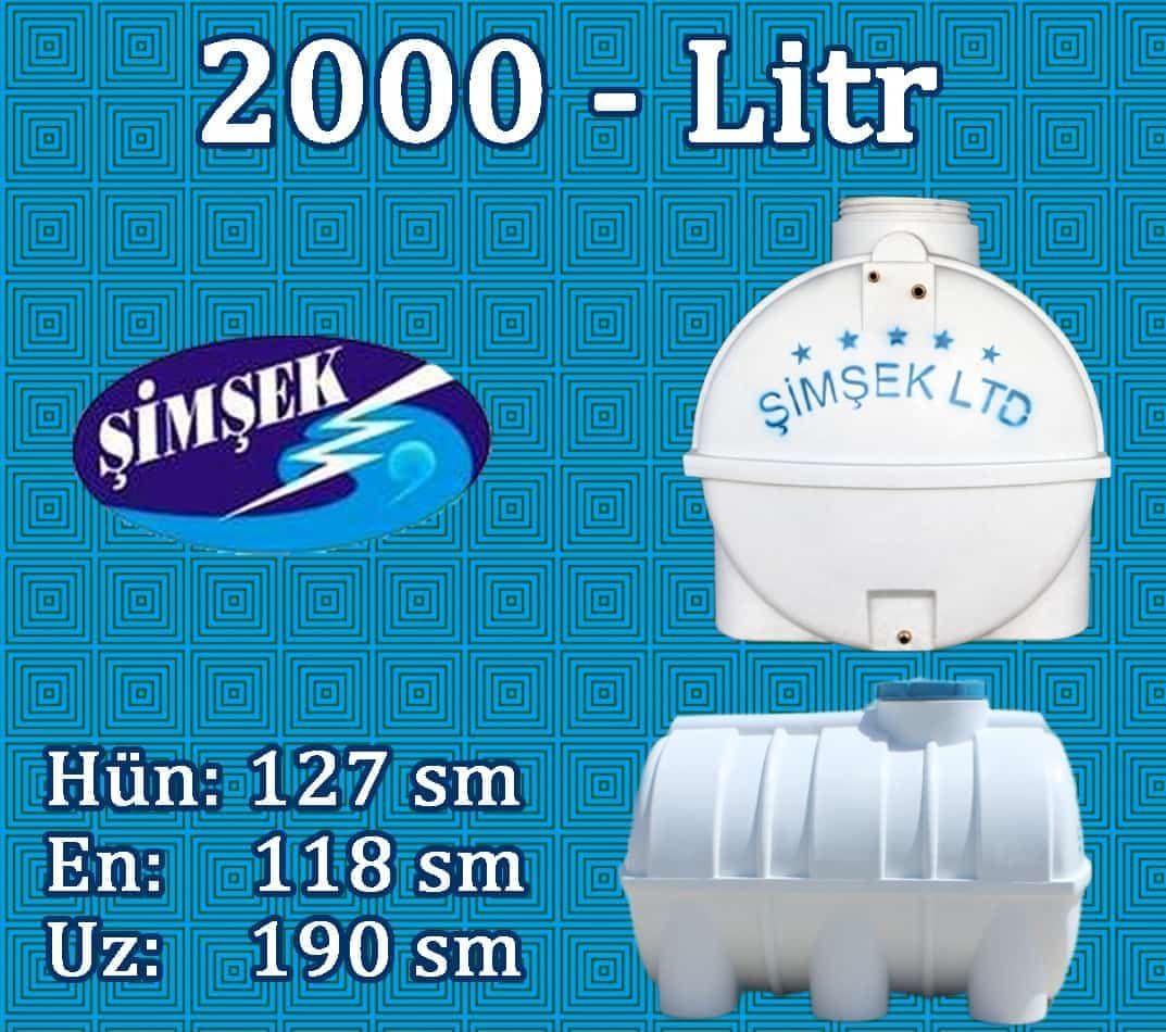 Polietilen Yumru Su Çəni Şimşek 2000 lt SY-2000-127