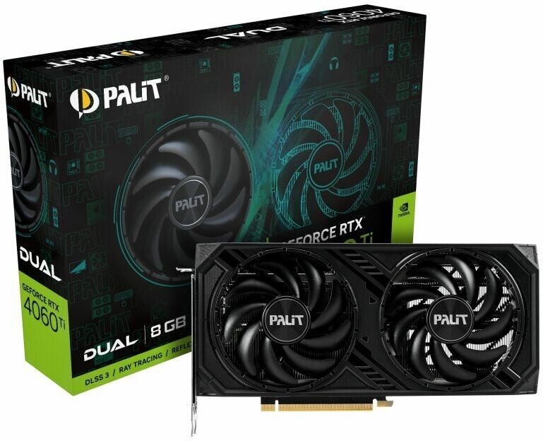 Видеокарта GeForce RTX 4060Ti 8Gb Palit Dual OC NE6406TT19P1-1060D