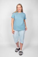 Пижама женская футболка+капри 0937 [голубая полоска]