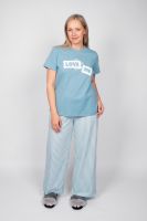 Пижама женская футболка+брюки 0933 [голубая полоска]