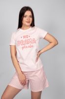 Пижама женская футболка+шорты 0932 [розовая полоска]