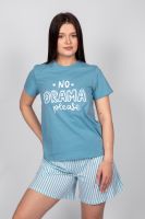 Пижама женская футболка+шорты 0932 [голубая полоска]