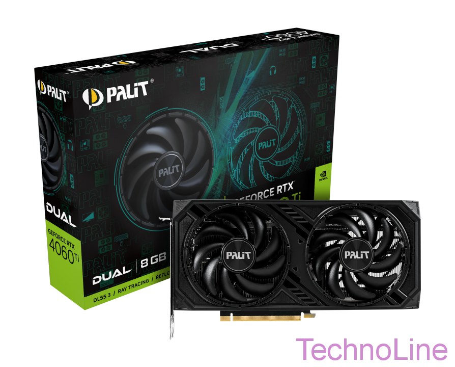 Видеокарта GeForce RTX 4060Ti 8Gb Palit Dual NE6406T019P1-1060D