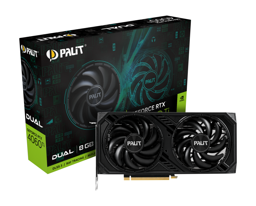 Видеокарта GeForce RTX 4060Ti 8Gb Palit Dual NE6406T019P1-1060D