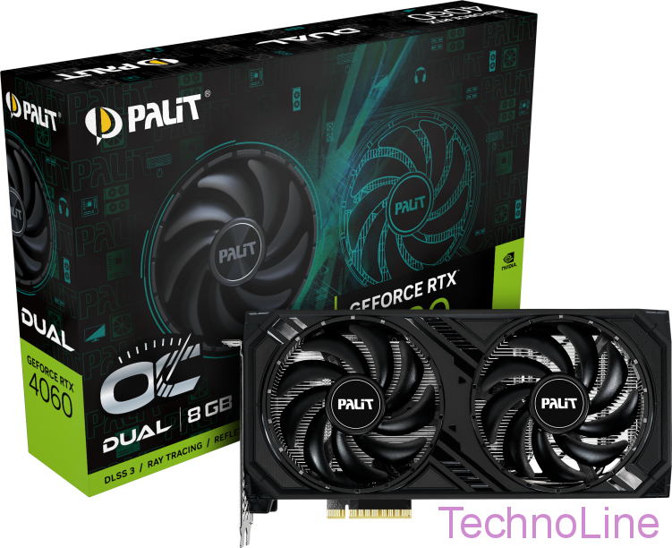 Видеокарта GeForce RTX 4060 8Gb Palit Dual OC NE64060T19P1-1070D