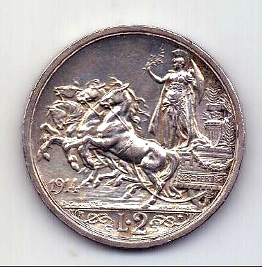 2 лиры 1914 Италия UNC