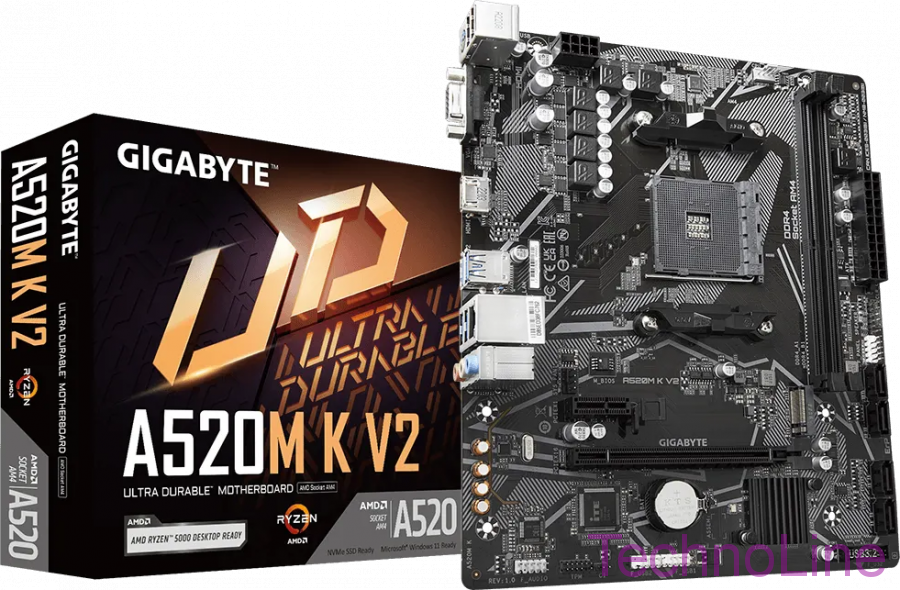 Материнская плата AM4 Gigabyte A520M-K V2