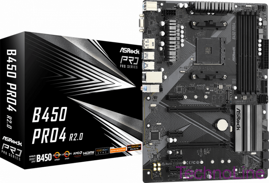 Материнская плата AM4 ASRock B450 PRO4 R2.0