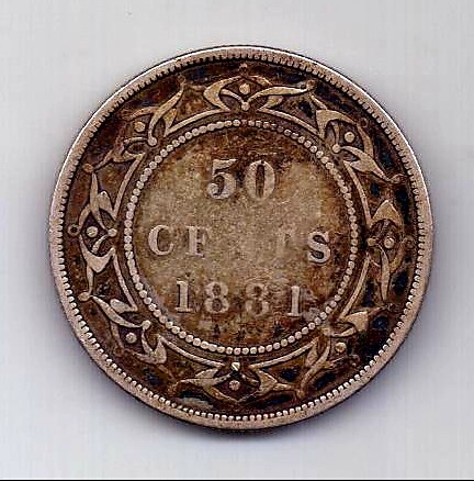 50 центов 1881 Ньюфаундленд Редкий год Великобритания