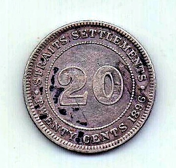 20 центов 1896 Стрейтс Сеттлментс XF Великобритания