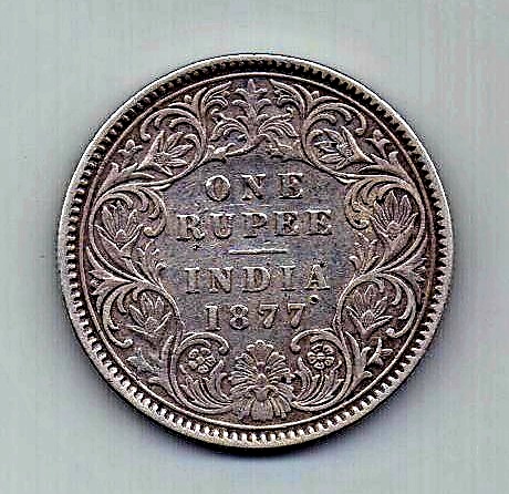 1 рупия 1877 Индия XF Великобритания