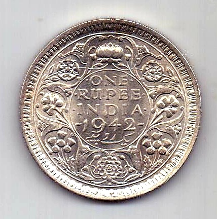 1 рупия 1942 Индия UNC Великобритания