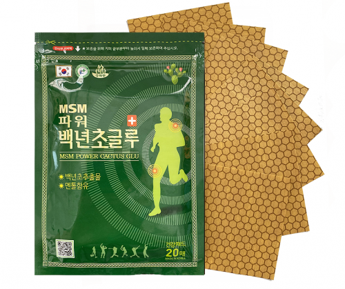 Корейский пластырь с экстрактом опунции, ментолом и глюкозамином MSM Power Cactus Glu, 20 шт