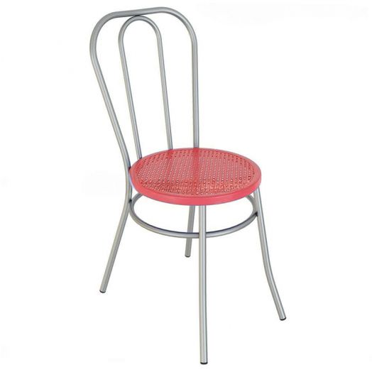 Стул «Венский» с пластиковым, перфорированным сидением, для столовой (Цвет обивки красный)